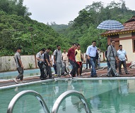 The Governor of Arunachal Pradesh Shri JP Rajkhowa at the swimming pool attached to Gyekar Sinyi Lake, 10 km from Itanagar on 4th July 2015